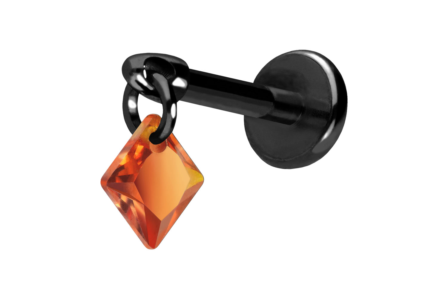 Titan Labret Piercing mit Push Fit KRISTALLQUADRAT